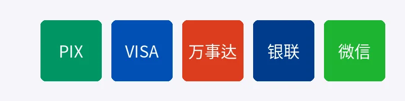 支持的支付方式图标包括PIX信用卡借记卡等